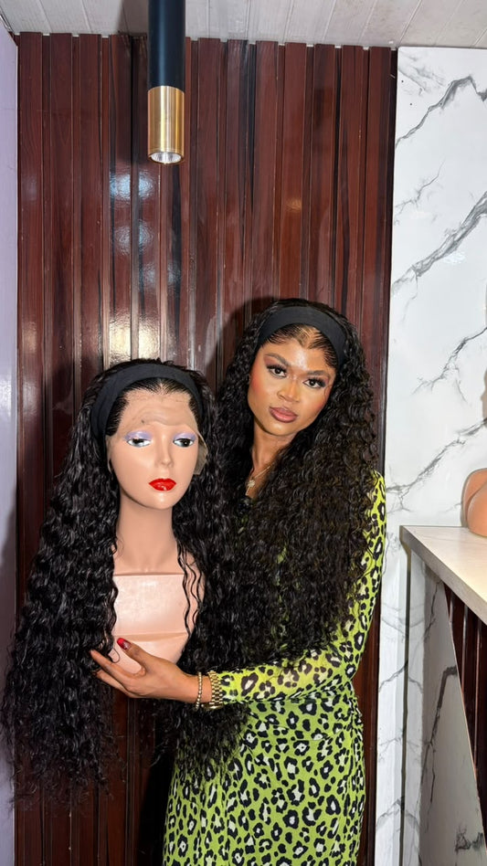 Ember Sales Deal42:Glueless Gele Frontal + 26’inches water curls&nbsp;