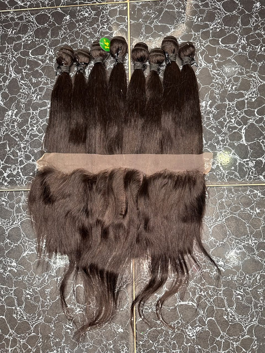 Ember Sales Deal80:13by4 Full Frontal straight + 14’inches silky straight bundle